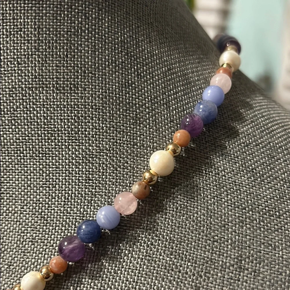 ✨ Handmade Freshwater Pearl + Amethyst + Rose Quartz + Agate Beaded Necklace